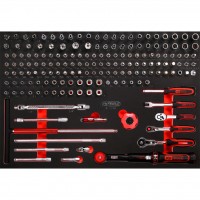 1/4" galvučių rinkinys putplasčio įdėkle, 169 vnt. (811.0169, KS TOOLS)