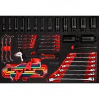 Raktų ir smūginių galvučių rinkinys putplasčio įdėkle, 55 vnt. (811.1055, KS TOOLS)