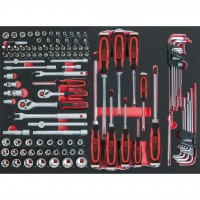 1/4" + 3/8" SCS muciņu komplekts, 118 gab., 1/1 sistēmas ieliktnī (711.0118, KS TOOLS)