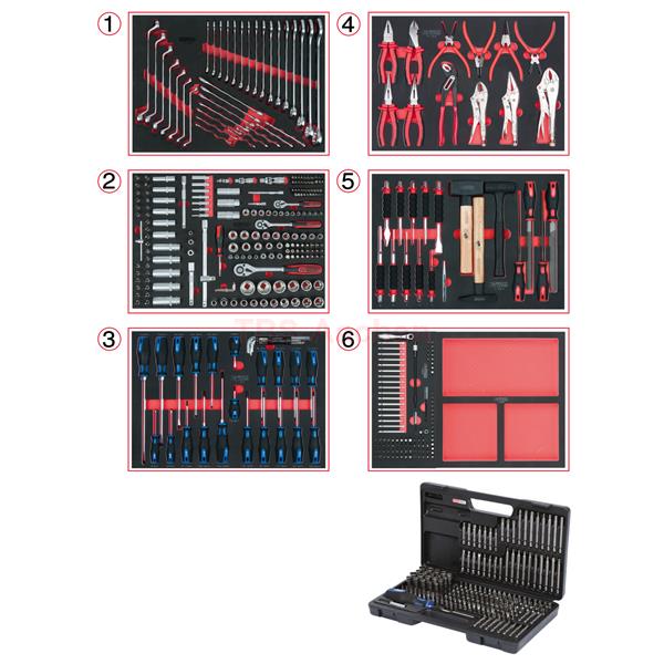 Universal system insert set for 6 drawers with 598 premium tools (713.0598, KS TOOLS)