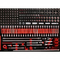 3/8" galvučių rinkinys putplasčio įdėkle, 221 vnt. (821.0221, KS TOOLS)