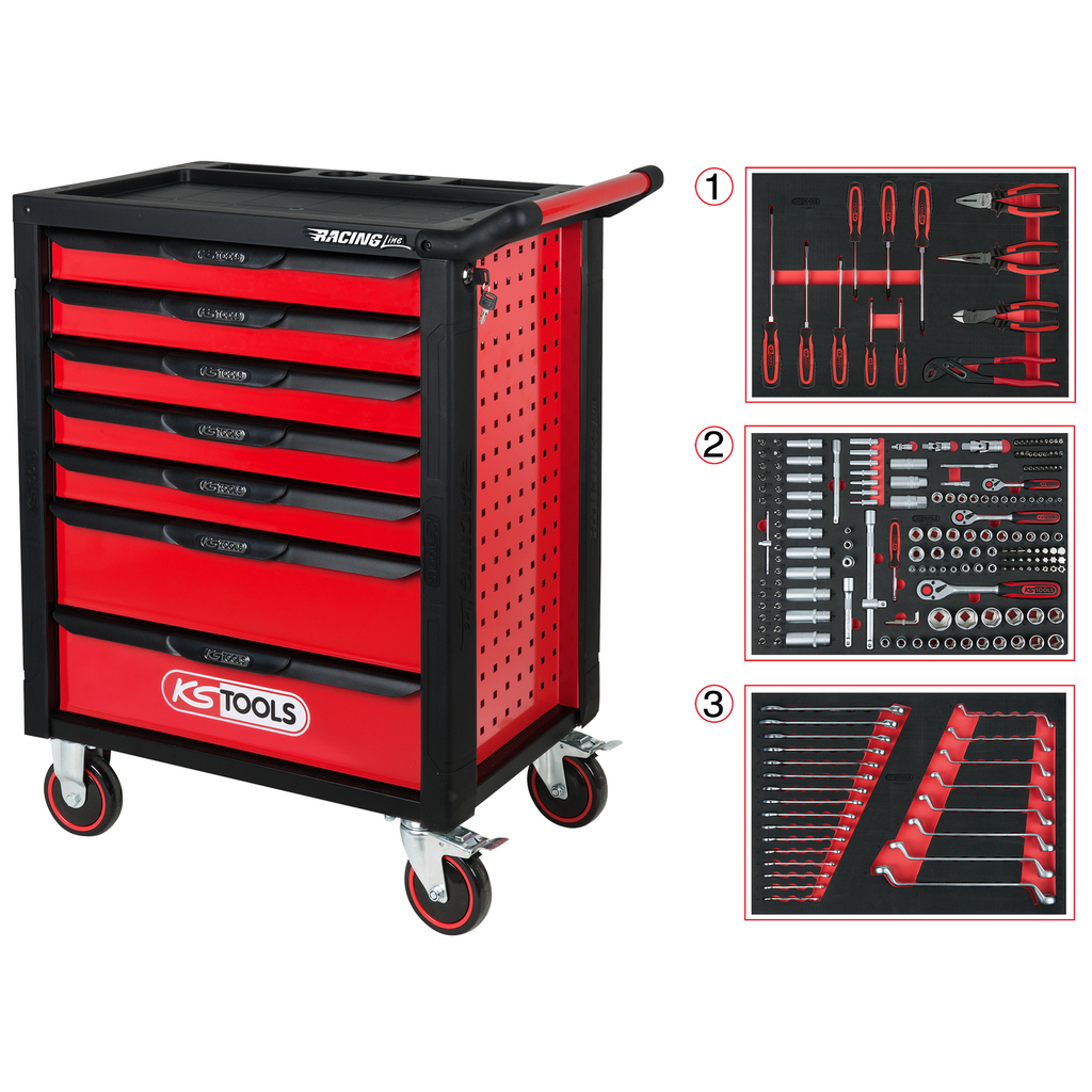 RACINGline BLACK/RED toolbox with 215 tools + 100381 + 100105 (826.7215SB, KS TOOLS)