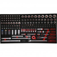 1/4" + 3/8" + 1/2" muciņu komplekts putuplasta ieliktnī, 156 gab. (813.0156, KS TOOLS)