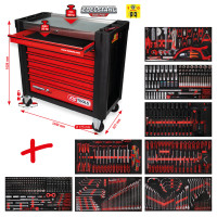 Performanceplus workshop tool trolley set P25 with 564 tools for 8 drawer (825.8564, KS TOOLS)