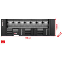 Werkstatt-Schranksystem, gerade, 5960 x  500 mm, Variante 2 (866.6270, KS TOOLS)