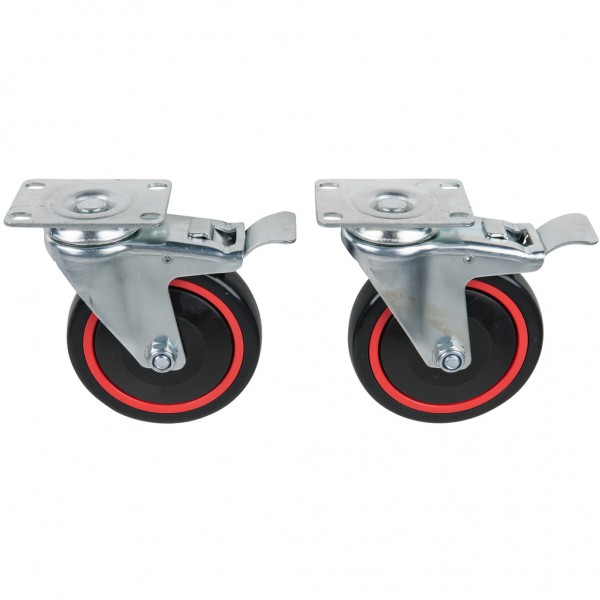 RACINGline swivel wheels with full brake incl. screws (826.9505, KS TOOLS)