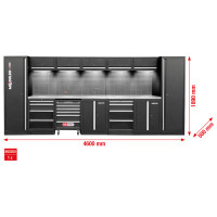 Werkstatt-Schranksystem, gerade, 4600 x  500 mm, Variante 1 (866.6230, KS TOOLS)