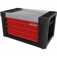 PERFORMANCEplus P10TC instrumentu ratiņu virsskapis ar 4 atvilktnēm, melns/sarkans (873.0004, KS TOOLS)