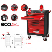 ECOline BLACK/RED toolbox with 7 drawers (897.0007, KS TOOLS)