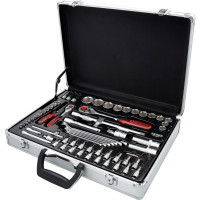 Galvučių rinkinys 1/4"+1/2", 70 vnt., aliuminio lagamine (911.0670, KS TOOLS)