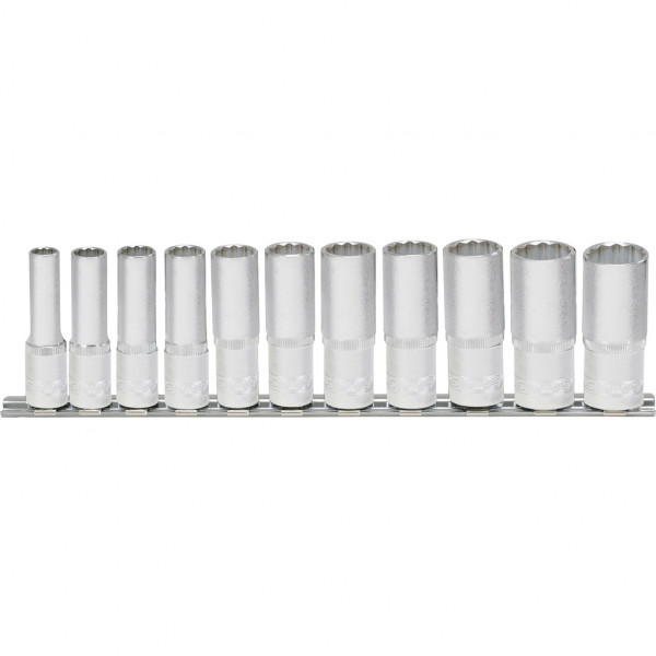 3/8″ 12 briaunų ilgų galvučių rinkinys, 8–19 mm, 11 vnt. (911.0606, KS TOOLS)
