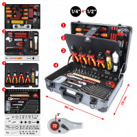 Elektriko įrankių lagaminas 1/4"+1/2", 128 vnt. (911.0628, KS TOOLS)