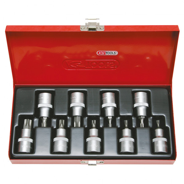1/2" Torx antgalinių galvučių rinkinys su skylute, TB20–TB60, 9 vnt. (911.1386, KS TOOLS)