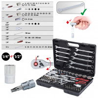 Muciņu komplekts 1/4"+1/2", 82 gab. (911.0682, KS TOOLS)