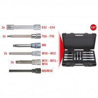 1/2" galvučių rinkinys variklio galvutės varžtams, 11 vnt. (911.4460, KS TOOLS)