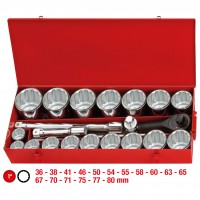 Galvučių rinkinys 1", 12 briaunų, su terkšle, 22 vnt. (911.0824, KS TOOLS)