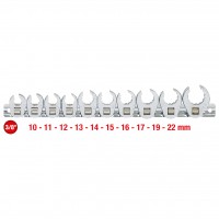CHROMEplus crowfoot wrench set, 3/8 in., 12-point, 10-22 mm, 10 pcs (913.3900, KS TOOLS)