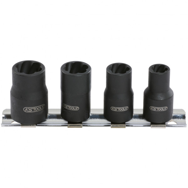 1/4" spiralinio profilio galvučių rinkinys, 8–13 mm, 4 vnt. (913.1450, KS TOOLS)
