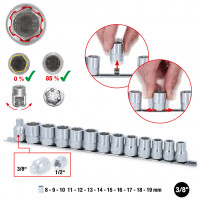3/8″ RESCUEpower muciņu komplekts, 8–19 mm, 13 gab. (913.3930, KS TOOLS)