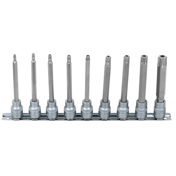 TX bit socket set,long,9pcs, 3/8" TB20-TB60, tamperproof (911.3980, KS TOOLS)
