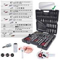 CHROMEplus galvučių rinkinys 1/4"+3/8"+1/2", 216 vnt. (918.0216, KS TOOLS)