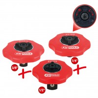 Mini perjungiamų terkšlių rinkinys 1/4"+3/8"+1/2", 3 vnt. (914.1215, KS TOOLS)