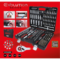 1/4″+3/8″+1/2″ socket set, 255 pcs, plastic case (917.0255, KS TOOLS)