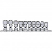 3/8" sešstūra muciņu ar kardāna savienojumu komplekts, 10–19 mm, 10 gab. (917.3940, KS TOOLS)