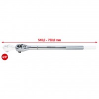 3/4" CHROMEplus teleskopinė perjungiama terkšlė, 24 dantys, 510–730 mm (911.3490, KS TOOLS)