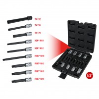 Galvučių rinkinys 1/2" variklio galvutės varžtams, 9 vnt. (911.4535, KS TOOLS)