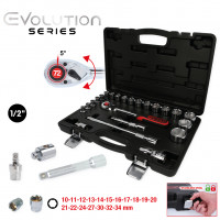 1/2" CHROMEplus galvučių rinkinys, 23 vnt. (918.0623, KS TOOLS)