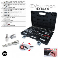 CHROME+ socket set, 46pcs, 3/8" (918.0846, KS TOOLS)