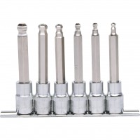 CHROME+ hex bit socket,long, 6pcs, 1/2" 5-12mm (918.1665, KS TOOLS)