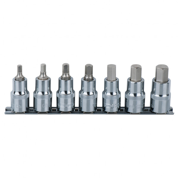 CHROME+ hex bit socket set, 7pcs, 1/2" 5-14mm (918.1335, KS TOOLS)