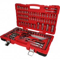 CHROMEplus galvučių rinkinys 1/4" + 1/2", 151 vnt., dvispalviame lagamine (958.0751, KS TOOLS)