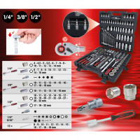 Galvučių rinkinys 1/4"+3/8"+1/2", 216 vnt. (917.0216, KS TOOLS)