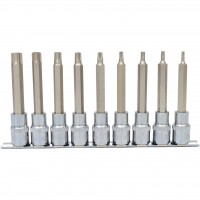 1/2" CHROMEplus Torx uzgaļu muciņu ar caurumu komplekts, garas, TB20–TB60, 9 gab. (918.1890, KS TOOLS)