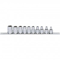 3/8" CHROMEplus Torx-E muciņu komplekts, E5–E18, 10 gab. (918.3955, KS TOOLS)