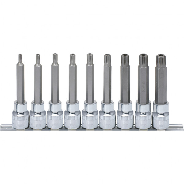 1/2" CHROMEplus RIBE tamperproof bit socket set, long 110 mm, M5-M14, 9 pcs (918.1895, KS TOOLS)