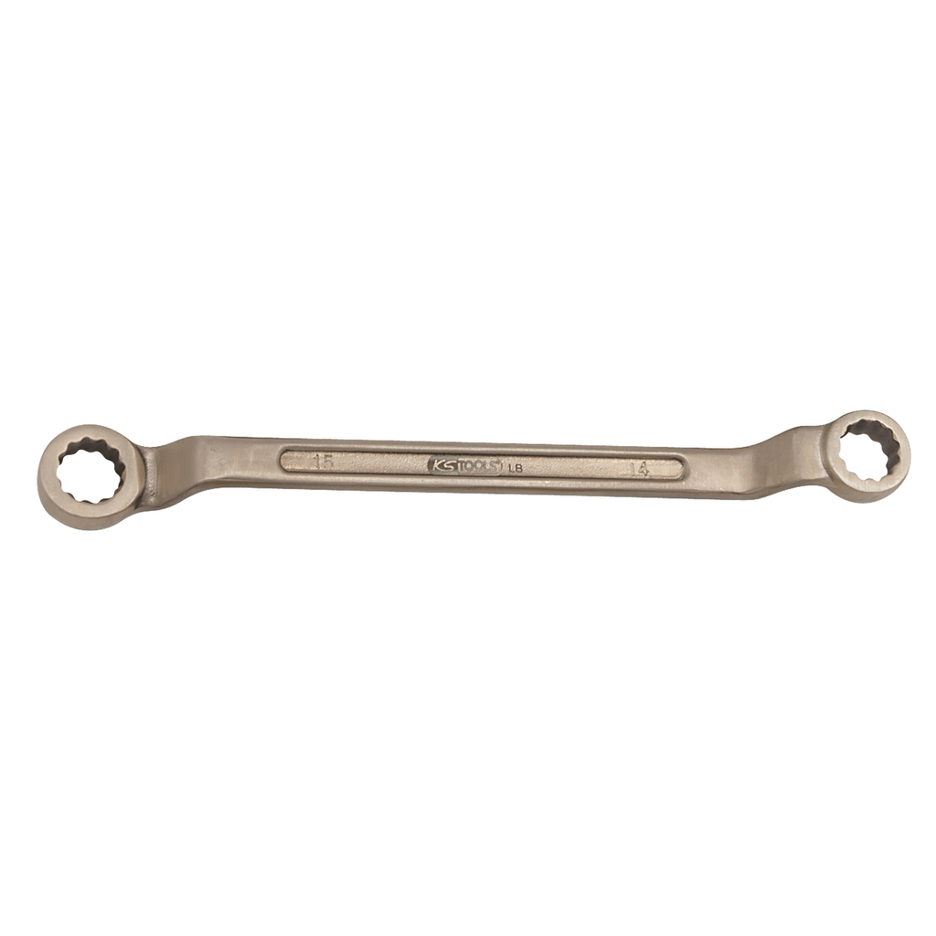 Dvipusis žiedinis raktas BRONZE+, kibirkščių nesukeliantis, lenktas, 32 x 36 mm (963.7421, KS TOOLS)