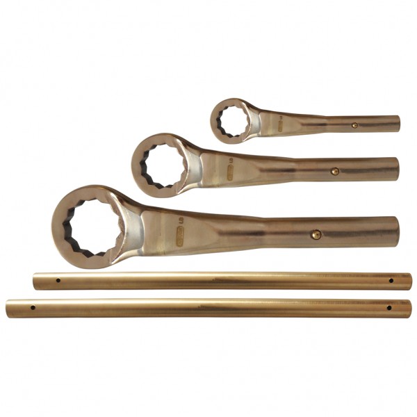 Traukiamųjų žiedinių raktų rinkinys, 18 vnt., nekibirkščiuojančios bronzos (BRONZE+) (963.8081, KS TOOLS)