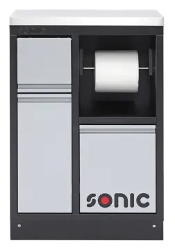 Cabinet with metal worktop, paper roll holder and waste bin (4731619, SONIC)