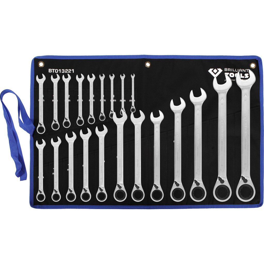 Sprūdrata kombinēto atslēgu komplekts ar reversu, 21 gab., 6-32 mm (BT013221, KS TOOLS)