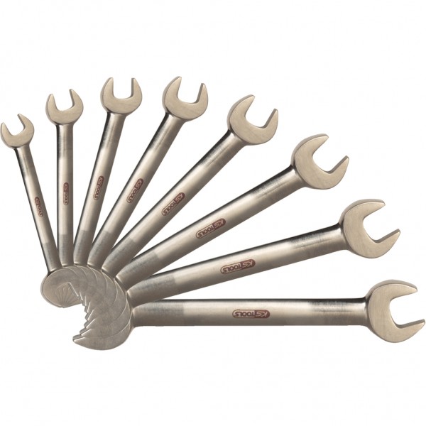 Titaninių dvipusių plokščių raktų rinkinys, 8 vnt., 6x7-17x19 mm (965.0148, KS TOOLS)