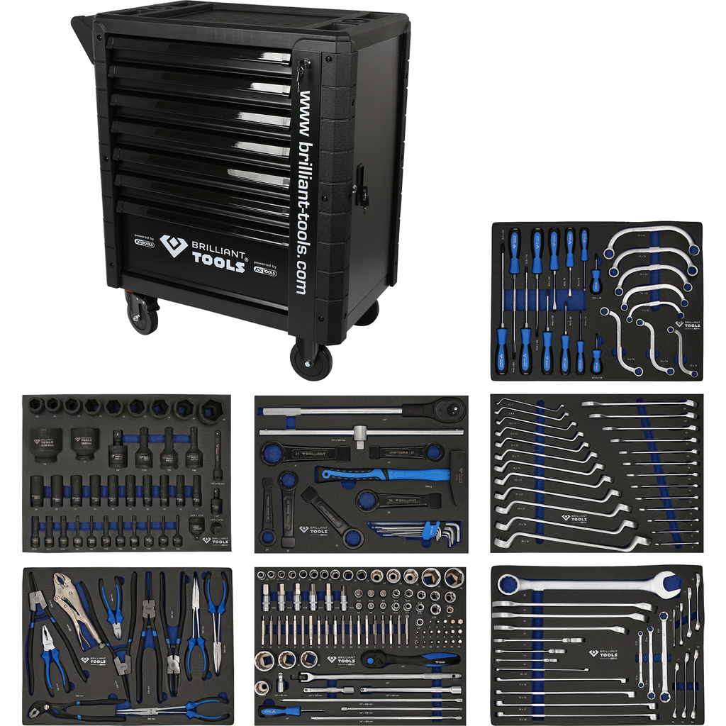 Instrumentu ratiņi ar instrumentiem, 225 gab., CV (BT153225, KS TOOLS)