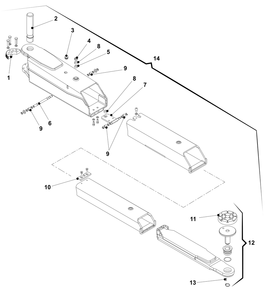 Short lift arm assembly KPX55 (047390300, RAVAGLIOLI)