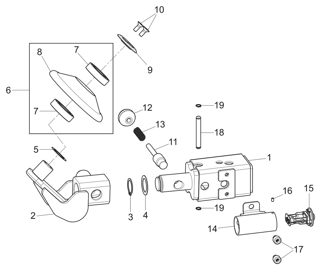 Guide assembly with roller (730093642, RAVAGLIOLI)