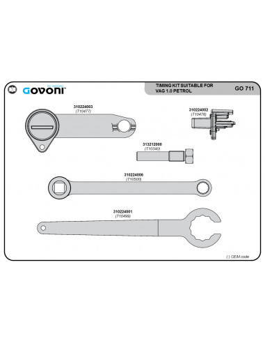 Timing tool set suitable for vw group - 1.0 petrol engines (GO711, GOVONI)