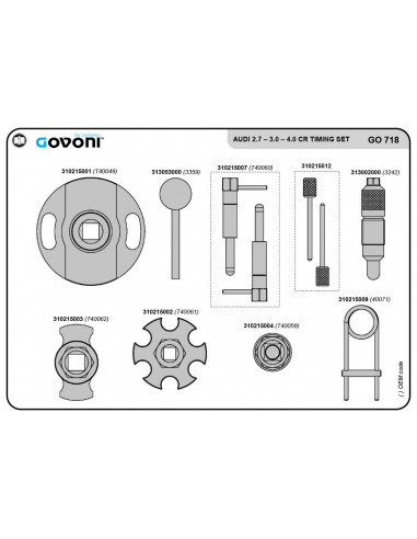 Timing tool set suitable for vw, audi - 2.7, 3.0, 4.0, 4.2 diesel engines (GO718, GOVONI)