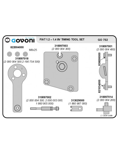Timing tool set for FCA 1.2 and 1.4 petrol engines (GO752, GOVONI)